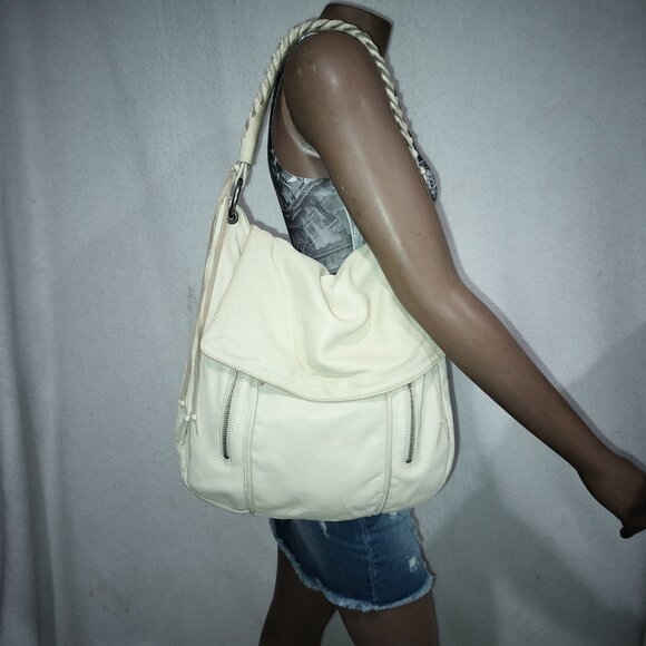 Christopher Kon Alanna Cream Colored Hobo Leather Bag - Picture 1 of 16